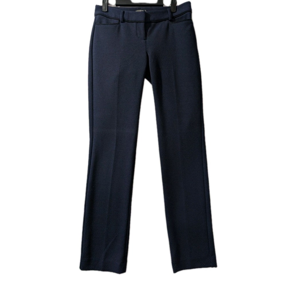 Express Columnist Navy Blue Textured Dress Pants Women's Sz 0R‎ Career Slim Fit